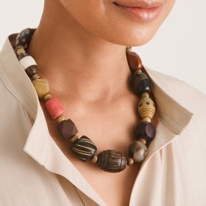 Chico’s Short Cherry-Colored Beaded Necklace